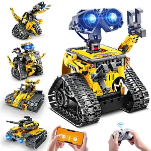 Robot Toys for Kids, 520PCS App & Remote Control 5-in-1 RC Wall Robot, Engineer Robot & Dinosaur Building Toy, STEM Construction Set with Magnetic Blocks for Boys & Girls 6+