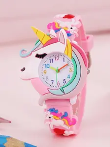 Cute Cartoon Unicorn Pattern Quartz Watch, Fashionable Silicone Strap Round Dial Watch for Kids, Child Watch, Trendy All-match & Exquisite Watch for Birthday Gift Wrist Watch