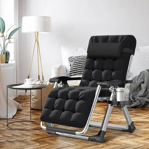 MOPHOTO Zero Gravity Chair with Removable Seating Cushion, Armrest Mat, Headrest & Tray, Folding Lounge Chairs, Sturdy Adjustable Reclining Patio Chairs