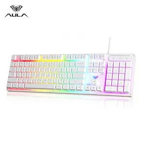 AULA S3005 office keyboard, wired connection, 104-button layout, cool lighting, plug and play, comfortable buttons, suitable for notebook/computer equipment, ergonomics, silicone film design, RGB Backlit Keyboard
