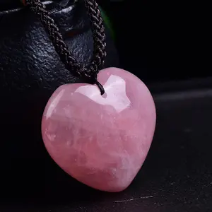 Natural Rose Quartz Heart Pendant – Love & Healing Crystal Necklace for Emotional Balance & Self-Love