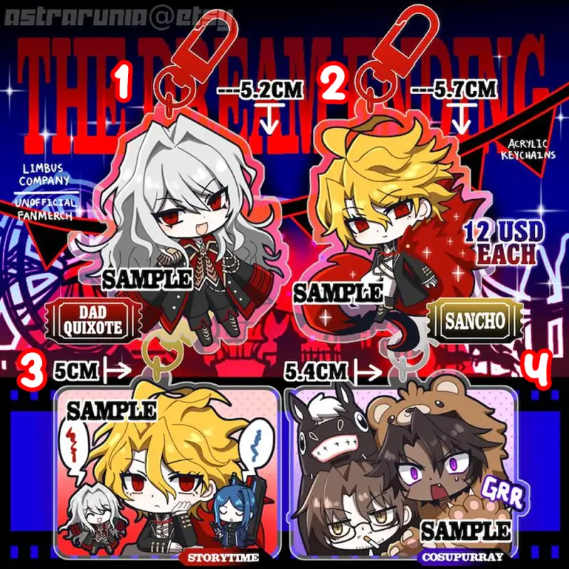 Limbus Company | Canto 7 | Acrylic Keychain Charm | Don Sancho Heathcliff Gregor Fan Merch