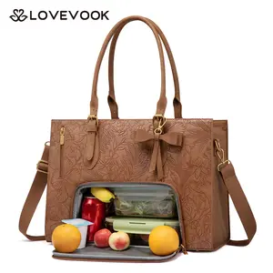 LOVEVOOK Lunch Tote Bag for Women,15.6Inch Large Capacity Work Bag with Insulated Lunch Compartment,Leak-proof,Multi-compartment Multi-function Suitable for Work,Teachers, Nurses,Moms and Casual Outings,TikTokShopStockUp