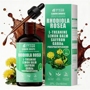VYXION Organic 10 in 1 Rhodiola Rosea Liquid Drops, Rhodiola Rosea Supplement for Mood Support, Relaxing Root Extract Liquid Drops, with L-Theanine, Lemon Balm, Saffron,  Gaba&Phosphatidylserine for Natural Relaxation and Energy