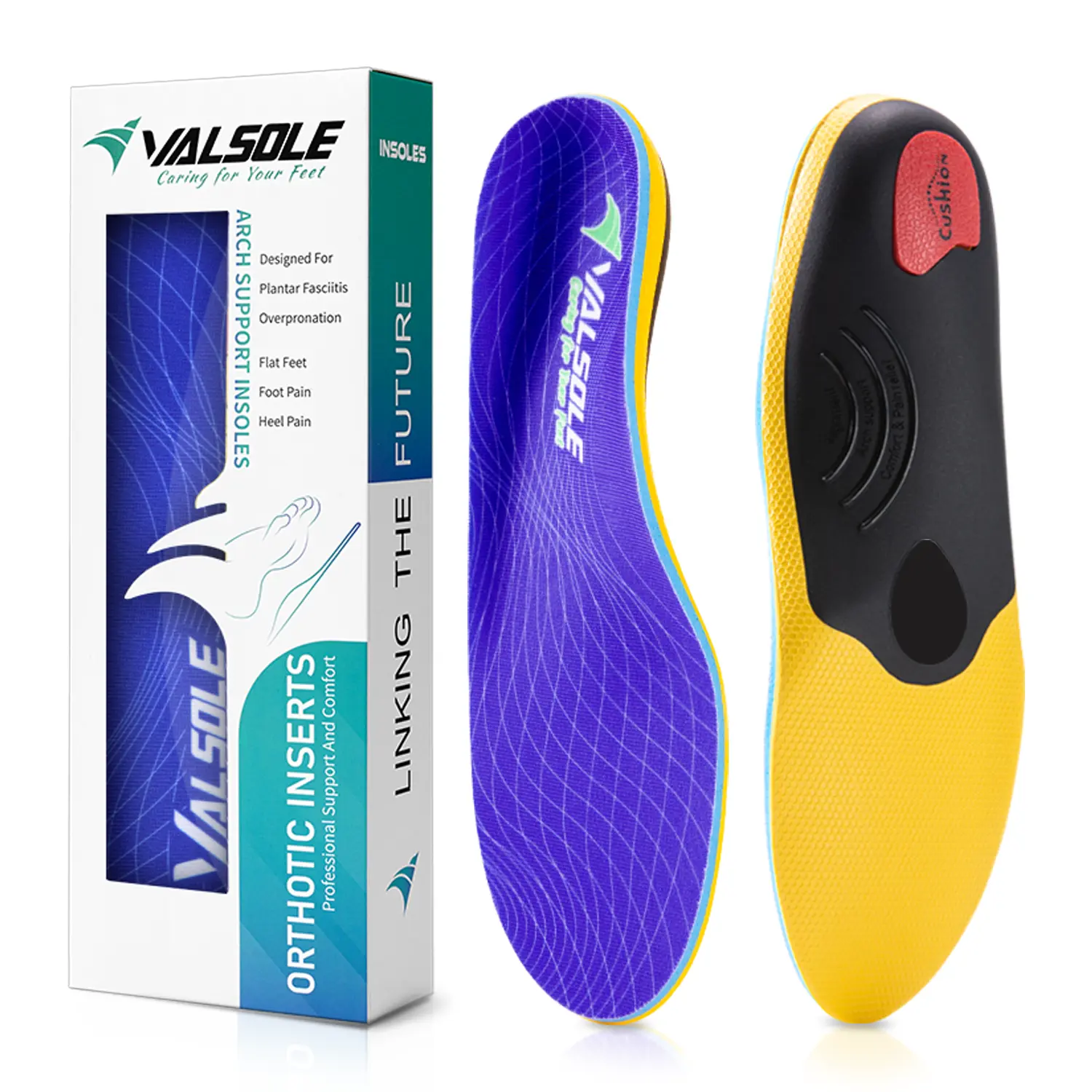 VALSOLE 220+ lbs Heavy Duty Orthotic Insoles - Plantar Fasciitis Relief, High Arch Support, Flat Feet - Work Boot Inserts for Standing All Day​ Footwear Shoe height boosters Chef Design, Cushioned Insoles, Supportive Soles, Pain Relief, Contoured