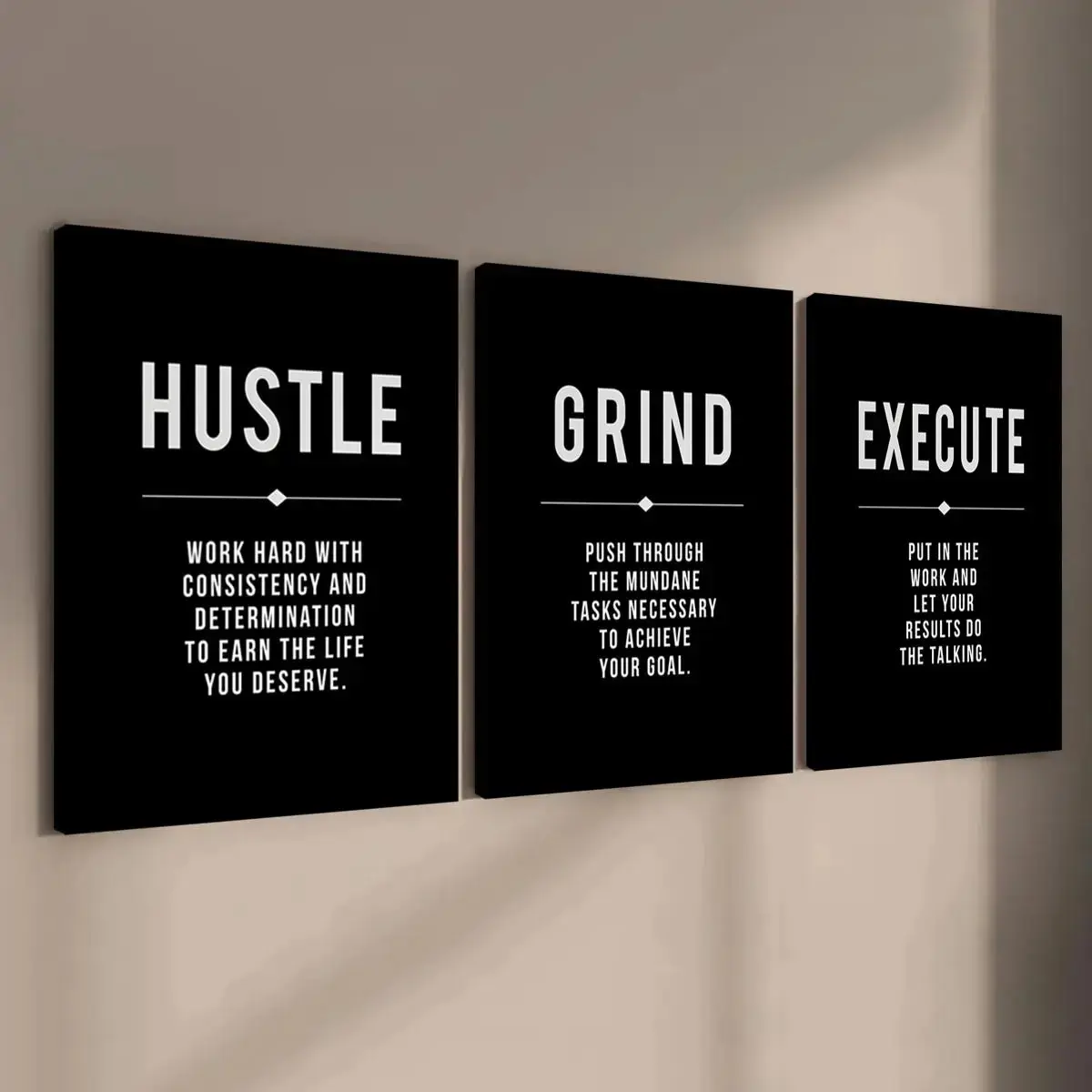 3-Piece Artistic Durable Wooden Framed Lettering Wall Arts Set - Motivational Graphic Text Prints, Modern Decoration for Living Room, Bedroom Home Decor Supplies