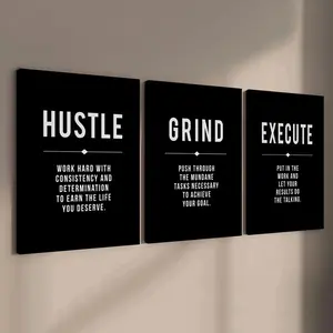 3Pcs Inspirational Quotes Canvas Wall Art | Wooden Framed Home Decor for Living Room Bedroom Office
