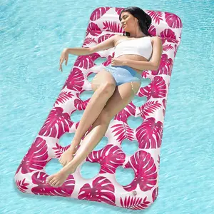 Mother's Day Gift Hawaiian Adult Inflatable Pool Float, Minimalist Design Pool Chair, Colorful Lounge Chair, 3-In-1 Inflatable Pool Toy