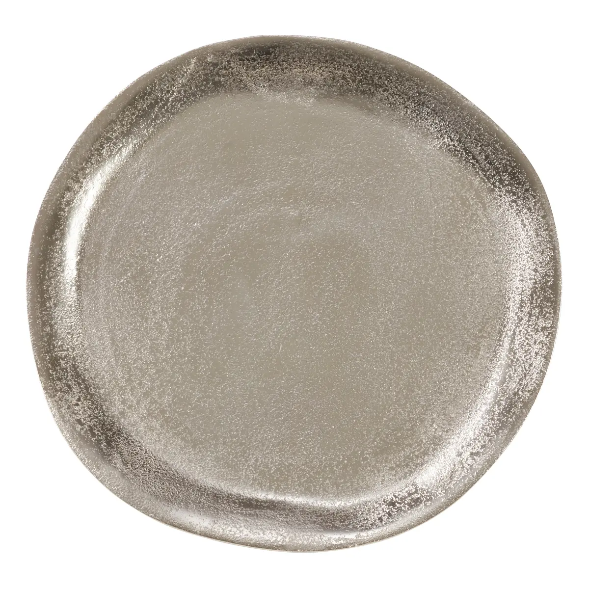 SARO CH497.S13R Casual Metal Round Charger Plates - 13 in., Silver Gleaming Finish, Uneven Shape, Large Size, 4-Piece Set