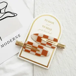 Crease Free Checkered Hair Clips Fashion Accessories Trendy Casual