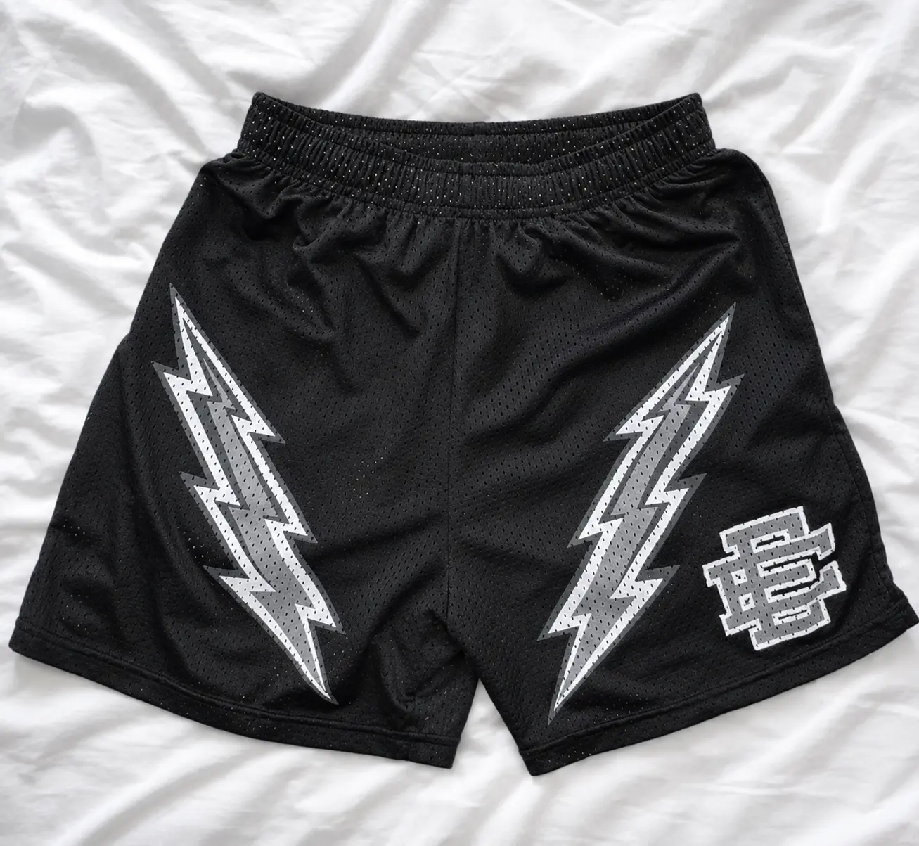 Er1c Em4nuel Lightning Mesh Basketball Shorts, EE Inspired Athletic Gym Shorts, Streetwear Sports Mesh Shorts for Men, EE