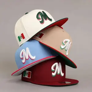 Embroidered Mexican Flag Snapback Hat, Streetwear M Logo Baseball Cap