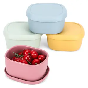4Pcs 7 oz Silicone Snack Containers for Teenagers, Reusable Small Containers with Lids, Leak Proof Food Storage Containers, Lunch Box for Daycare, School, Travel - Home Improvement.