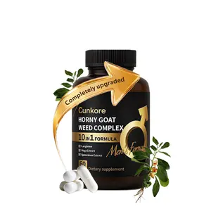 Cunkore 10-in-1 Horny Goat Weed Complex New Year Edition Natural Energy Stamina Performance Vegan Non-Toxic 60 Gel-Free Capsules Enhance Nutrient Absorption - Supplement, Healthcare，Prostate&Cellular Health,Maca Supplements