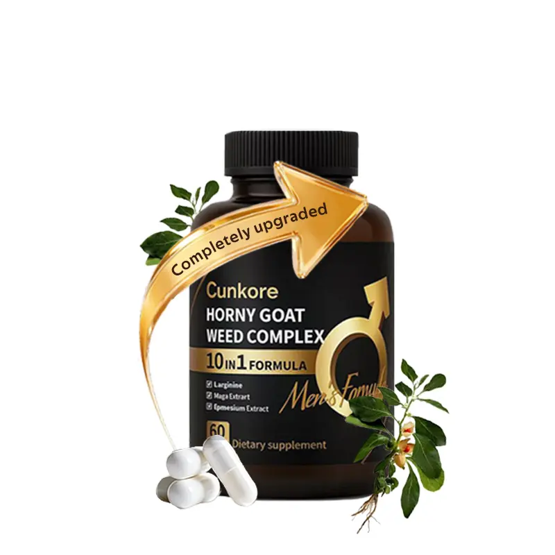Cunkore 10-in-1 Horny Goat Weed Complex New Year Edition Natural Energy Stamina Performance Vegan Non-Toxic 60 Gel-Free Capsules Enhance Nutrient Absorption - Supplement, Healthcare，Prostate&Cellular Health,Maca Supplements
