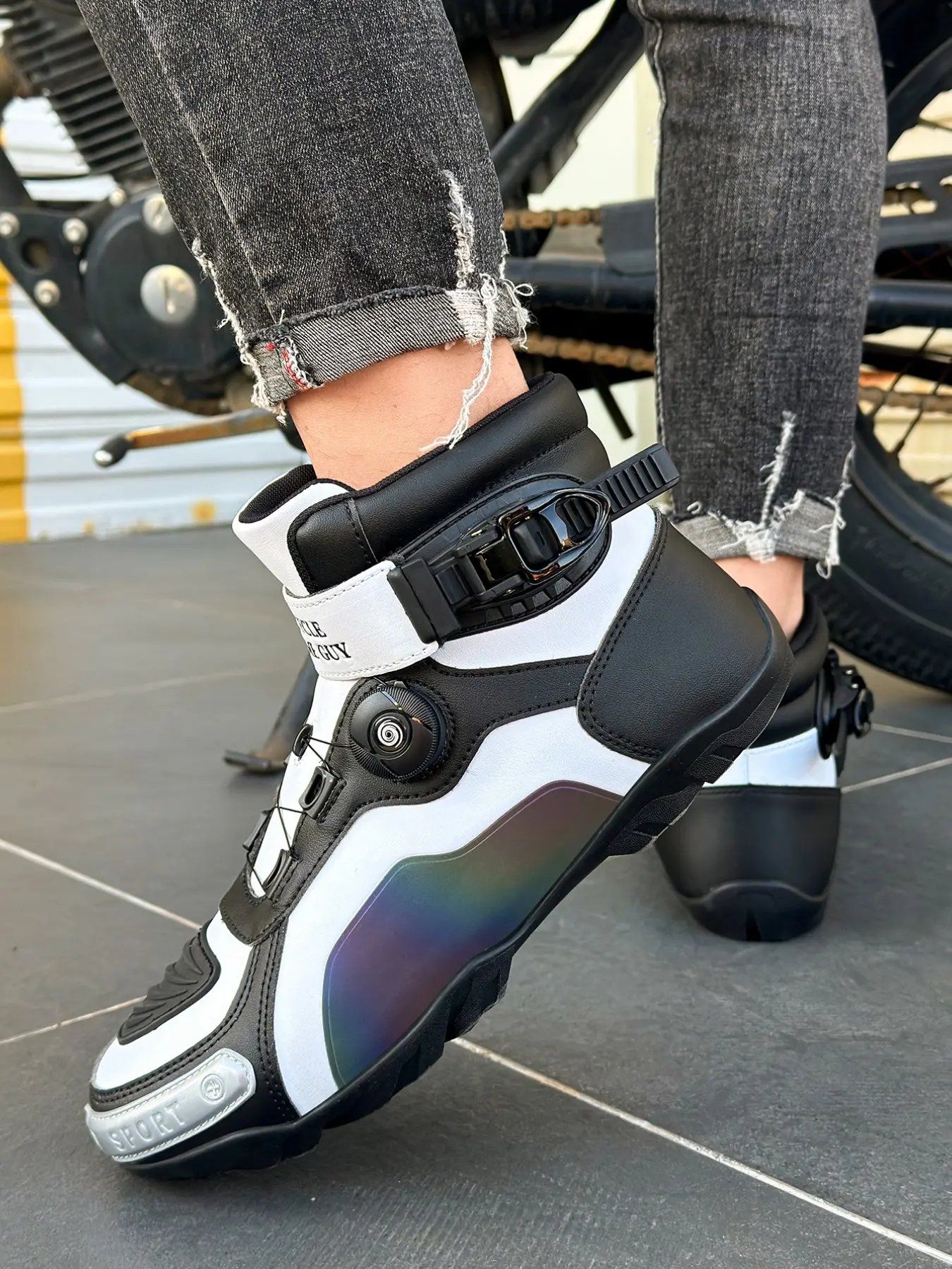 Professional Men's Motorcycle Boots, Urban Racing, Off-Road Gear, Durable Fashion Design, Waterproof Rubber Sole, Comfortable Riding Equipment, Motorcycle Shoes