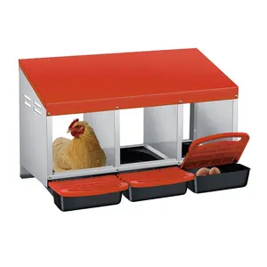 Chicken Nesting Box, 3-Chamber Chicken Nest, Plastic Supports, Hen Nest, Wall Mounted Installation, Easy to Clean, Ventilated, Durable, Orange