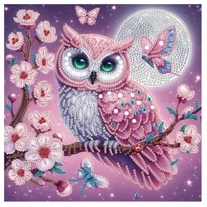 Owl Pattern DIY Diamond Art Painting Kit without Frame, DIY 5D Diamond Art Painting Kit, Wall Art Decor for Home Bedroom