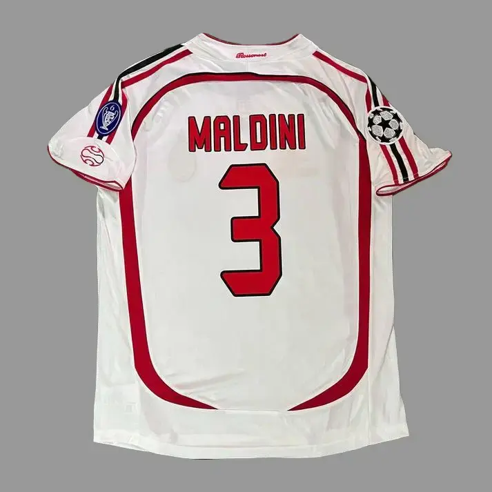 Maldini #3 Retro White Golden Jersey
