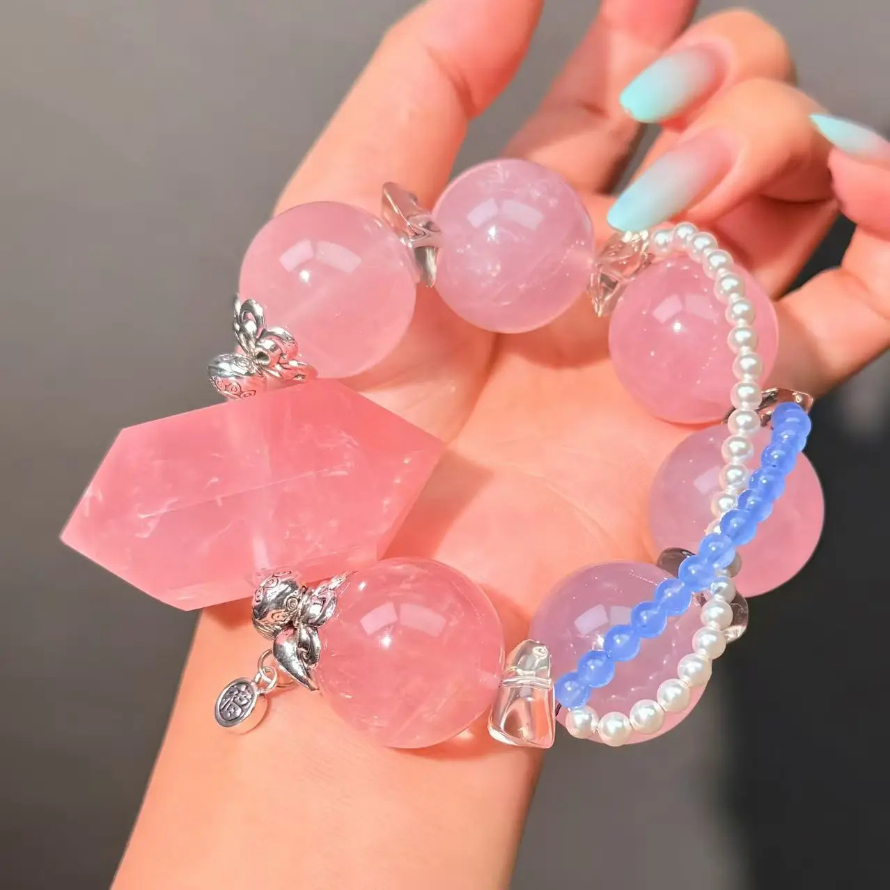 022 Rose Quartz High Quality Fashion Jewelry Feng Shui Magnetic Beads Bracelet Gift