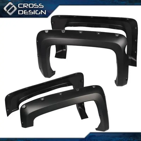 CROSSDESIGN 4PCS Rivet-Style Pocket Fender Flare Protectors, Car Exterior Mud Flap Splash Guards, Vehicle Accessories with Hardware, Wheel Protection, Fits 14-18 Chevy Silverado 5.8ft (69.3") Short Bed, Protector, Car Accessories