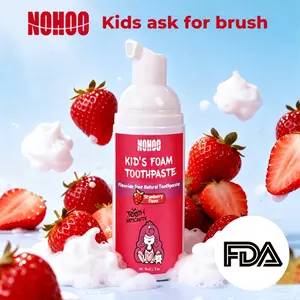 NOHOO Fluoride-Free Foam Training Toothpaste for Kids 3-12 Years Oral Cleaning Cavity Protection Strawberry Watermelon Orange 60ml Gentle Safe
