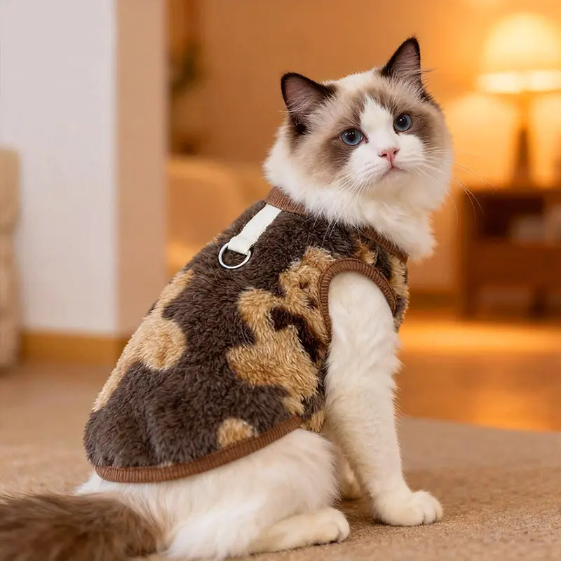 Cute Bear Print Pet Hoodies, Autumn & Winter Plush Pet Clothes, Warm Pet Clothing for Small Dogs & Cats Cat clothes with warmth added