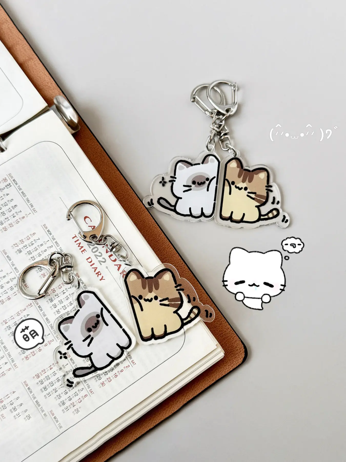 Cute Cat Keychain Set, High-Definition Acrylic Gift, Friendship Memorial, Fun Design, Fashion Pendant, Stylish Keychain, Durable Keyring, Pet Lovers, Trendy Cute Keychain, Animal Keychain, Keychain Included