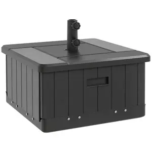 Outsunny 3-in-1 Outdoor Umbrella Base, Coffee End Table, Planter Box with Drain Hole, 175 lbs. Capacity Heavy Duty Fillable Patio Umbrella Stand Table with Wheels and Handles for Deck, Poolside