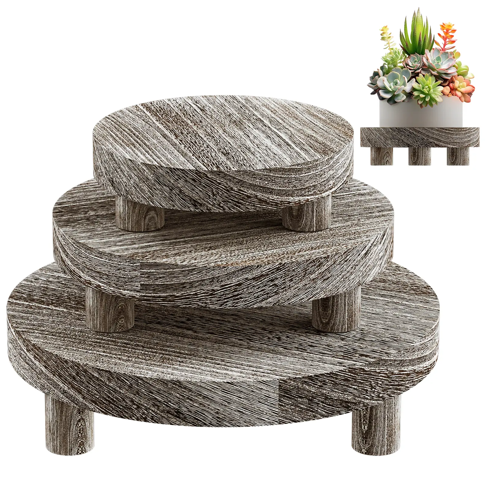kitchenware Wood Stand Indoor, 3 Pcs Wood Risers for Display Wooden Pedestal Stand Round Soap Riser Organiser Racks