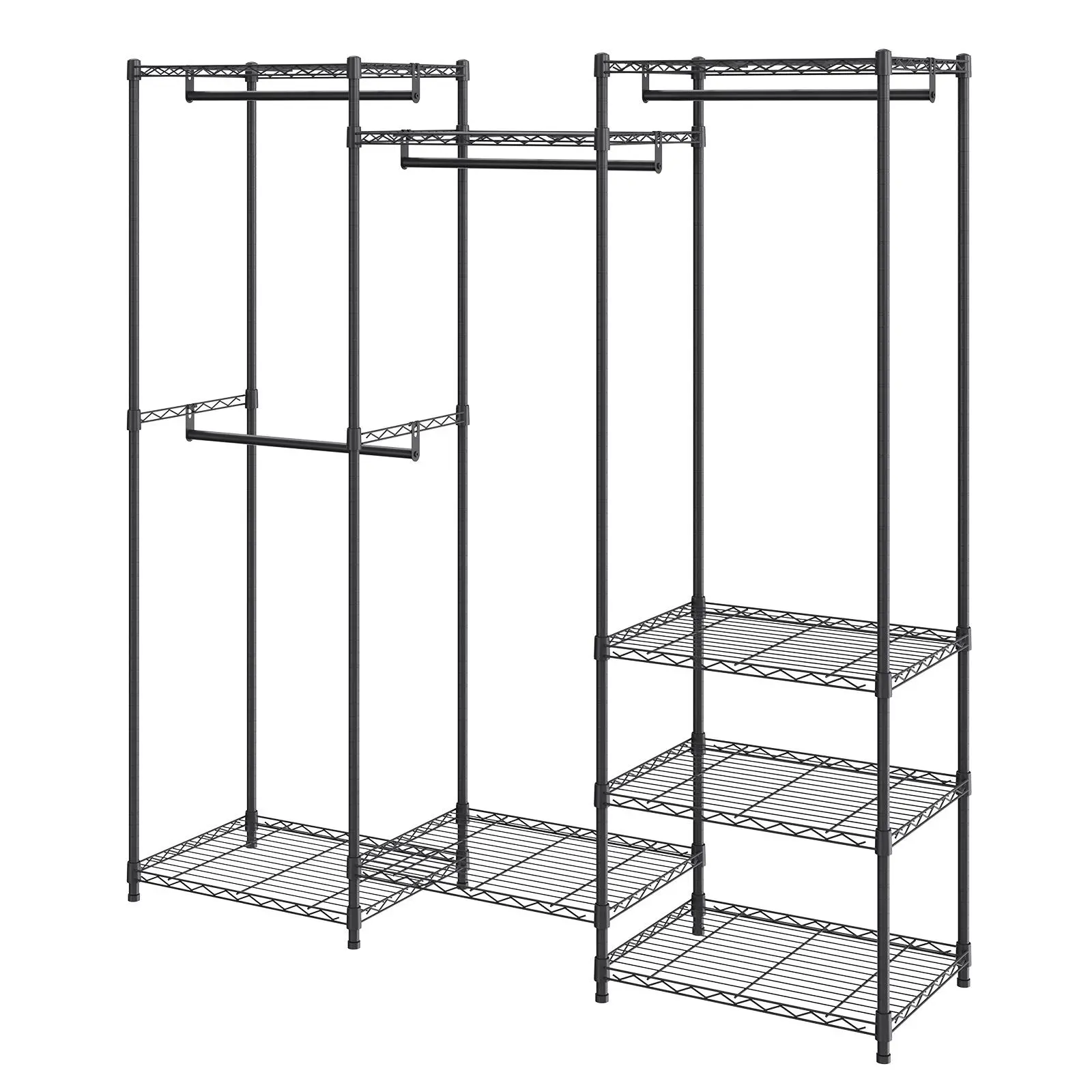 【summerfinds】VEVOR Heavy Duty Clothes Rack, Rolling Clothing Garment Rack with 4 Hang Rods & 8 Storage Tiers, Adjustable Custom Closet Rack, Freestanding Wardrobe for Hanging Clothes, 800 lbs Load Capacity