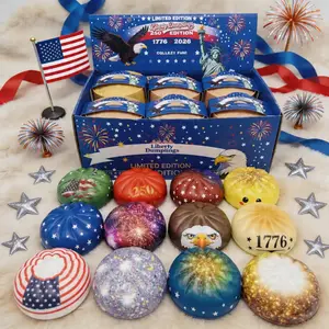 Liberty Dumplings Squishy Blind Box, Independence Day themed stress-relieving squeeze toy set, Simulated steamed bun squeeze toy