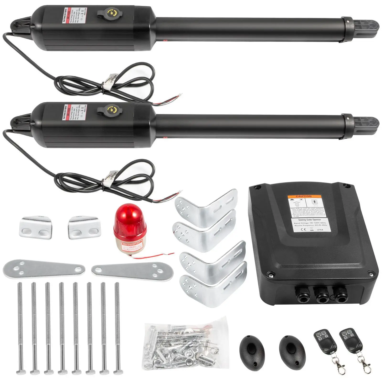 【Summerfinds】VEVOR Dual Swing Gate Opener Heavy Duty Automatic Gate Opener Up to 660lbs & 18ft Long Gate AC Powered 50W Automatic Gate Openers with Remote Complete Kit Push/Pull-to-Open Dual Gate Opener 16mm/s
