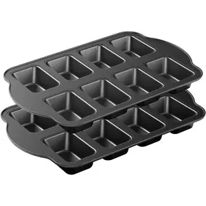 2 Pack Non-Stick Mini Loaf Pan, Carbon Steel Baking Bread Pan, 8-Cavity Silicone Loaf Molds Silicone Cake Pan