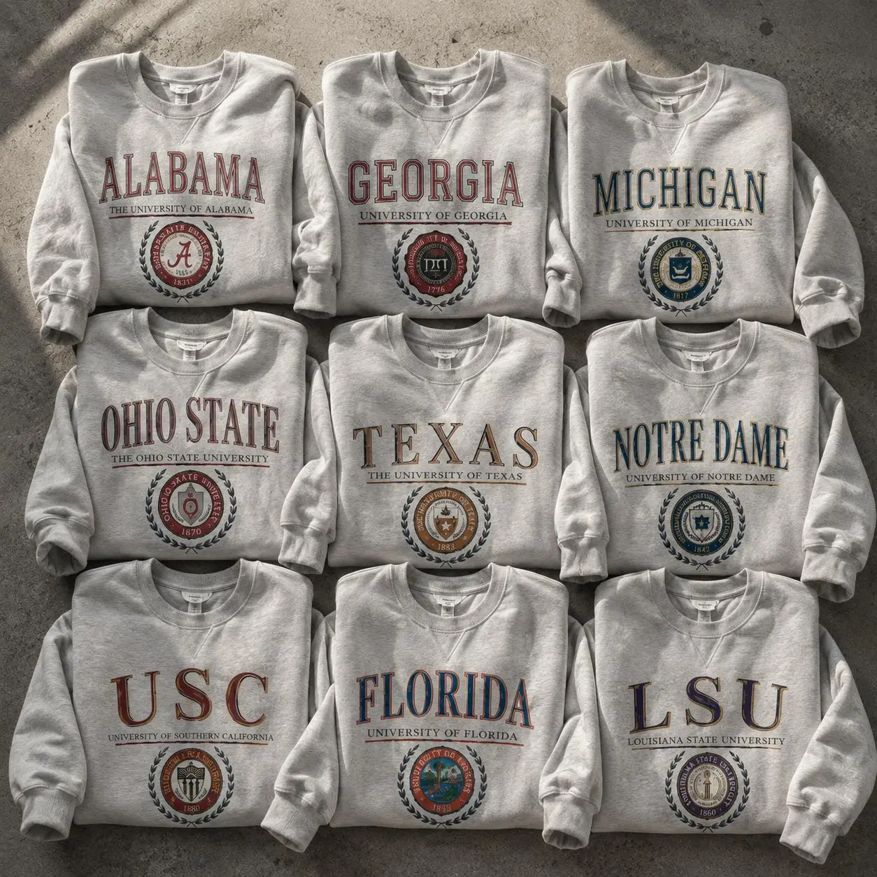 Vintage College Football Sweatshirt, Retro University Crest Crewneck, All Team Football Fan Apparel, Classic Collegiate Streetwear, Cozy Gameday Gift, Football Lover Apparel