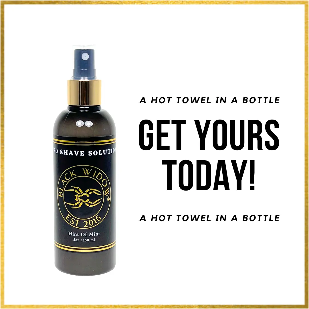 Black Widow Pro Shave Solution - Smooth & Irritation-Free Shaving with Natural Peppermint, Coconut, & Tea Tree Oil Moisture