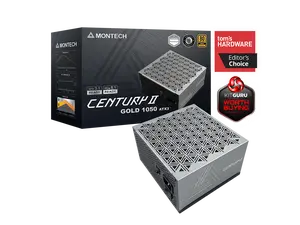 MONTECH CENTURYII - 1050W High-End ATX Gaming Power Supply - 80 Plus Gold & Cybenetics Platinum - Fully Modular -  ATX 3.1 & PCIe 5.1 Ready with 12V-2x6 Cable - 10 Years Warranty