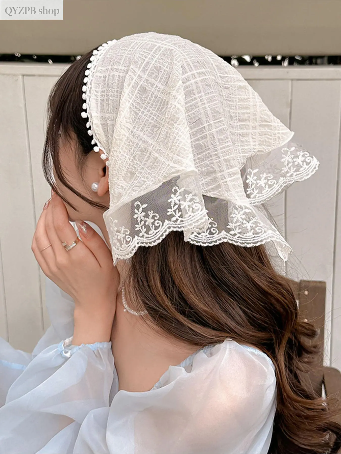 Women's Boho Lace Head Scarf - Vintage Floral Embroidered, Soft Breathable Head Wrap, Cottagecore Fashion Accessory for Women, Ideal for Wedding Guest, Festival Styling, Accessories For Women,summerwins