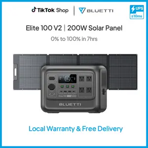 BLUETTI Elite 100 V2 Portable Power Station with 100W Solar Panel (ships separately), 1024Wh Solar Generator w/ 4 1800W AC Outlets, for Camping, Emergencies, Backup Power