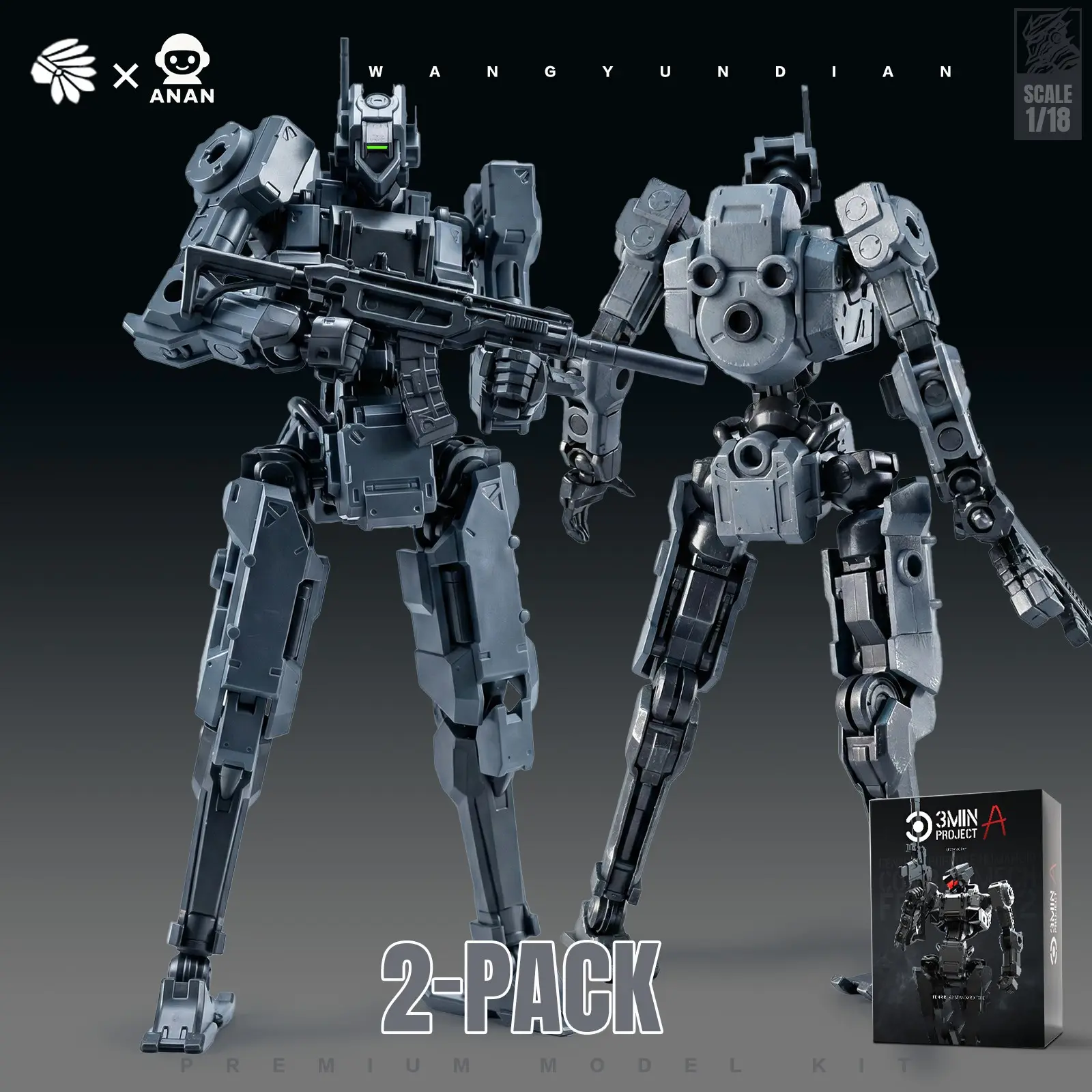 2-Pack 1/18 Scale Sci-Fi Mecha Model Kit, High-Mobility Robot Models, 3mm Universal Interface, Cyberpunk Robot Set with Full Accessories, Multi Jointed Collectible, Collectible Articulated Model