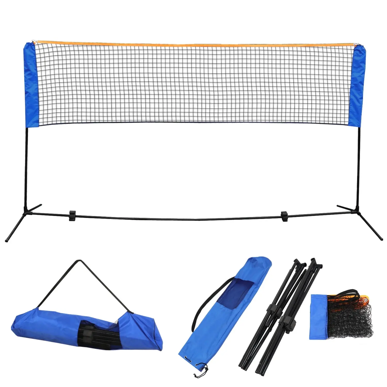 Segawe 10x5 ft Freestanding Height-Adjustable Portable Badminton Net Set, PVC Nylon Indoor-Outdoor Sports Equipment with Easy Setup, Carrying Bag for Badminton, Volleyball Training Matches, 1.5"×1.5" Mesh, Beaches, Parks, Nets, Volleyball Ready