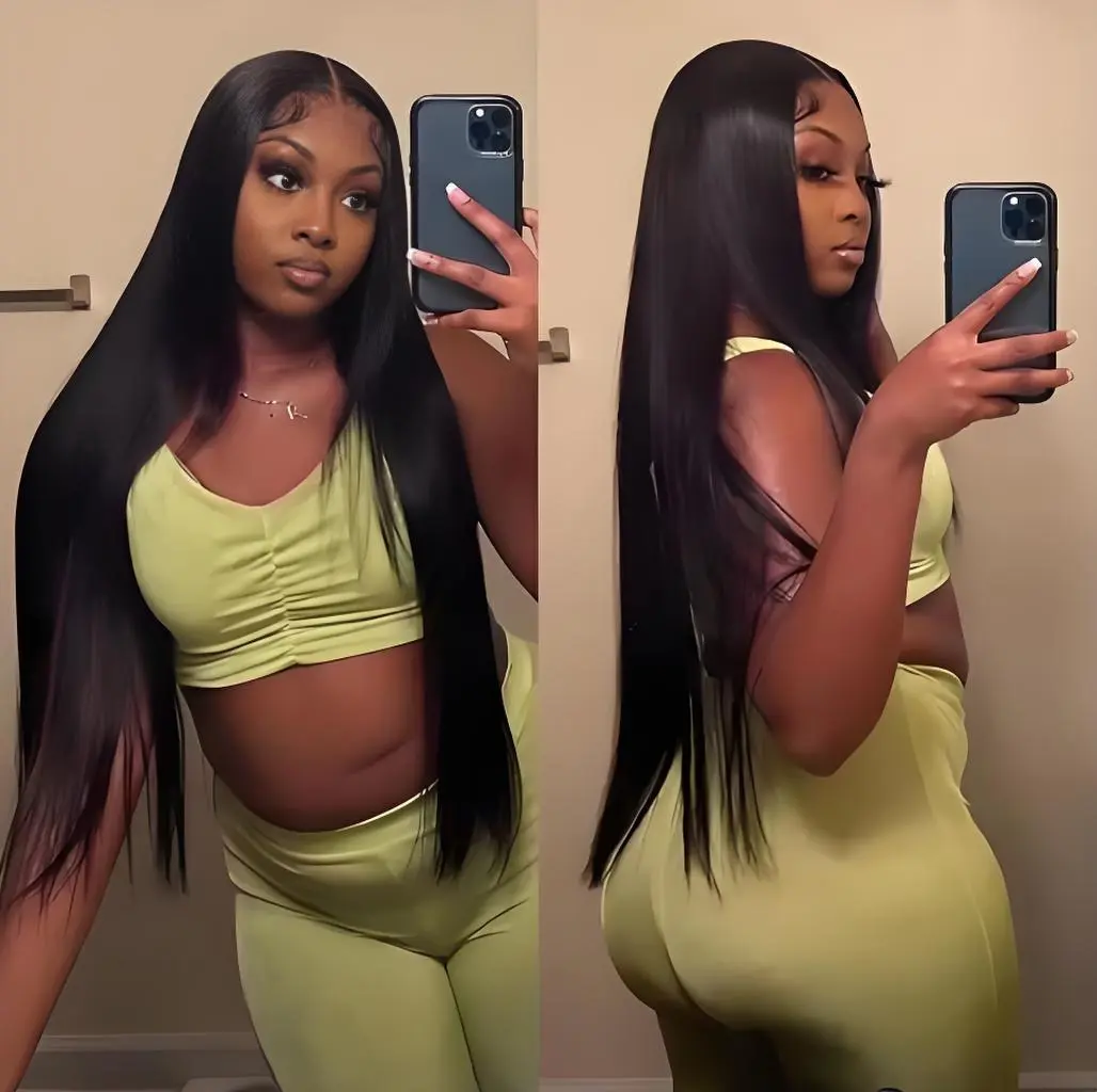 200% Density 40inch Straight Human Hair Wig 13X4 Real HD Lace Frontal Wig Human Hair Prelucked Hairline with Baby Hair