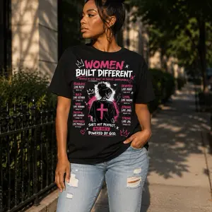 Women Built Different | Christian Women's Graphic Tee | Rooted in God Streetwear Shirt