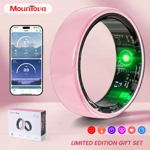 【2026 New】Pink Ceramic Smart Ring for Women, Fitness & Sleep Tracker, Heart Rate & Stress Monitor, Cycle Tracking, IP68 Waterproof, 5-7 Day Battery, iOS & Android, Charging Case  Summervibes SummerWins DealsForYouDays