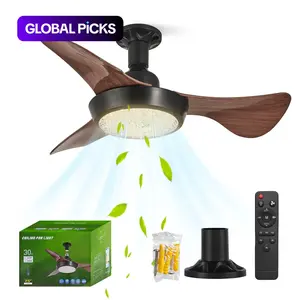 E27 Socket Fan Light with Remote Control, 25 Inch Ceiling Fan with LED Lamp, Adjustable Brightness, Crystal Shade, 3 Speeds, Bedroom Use #GLOBAL PICKS