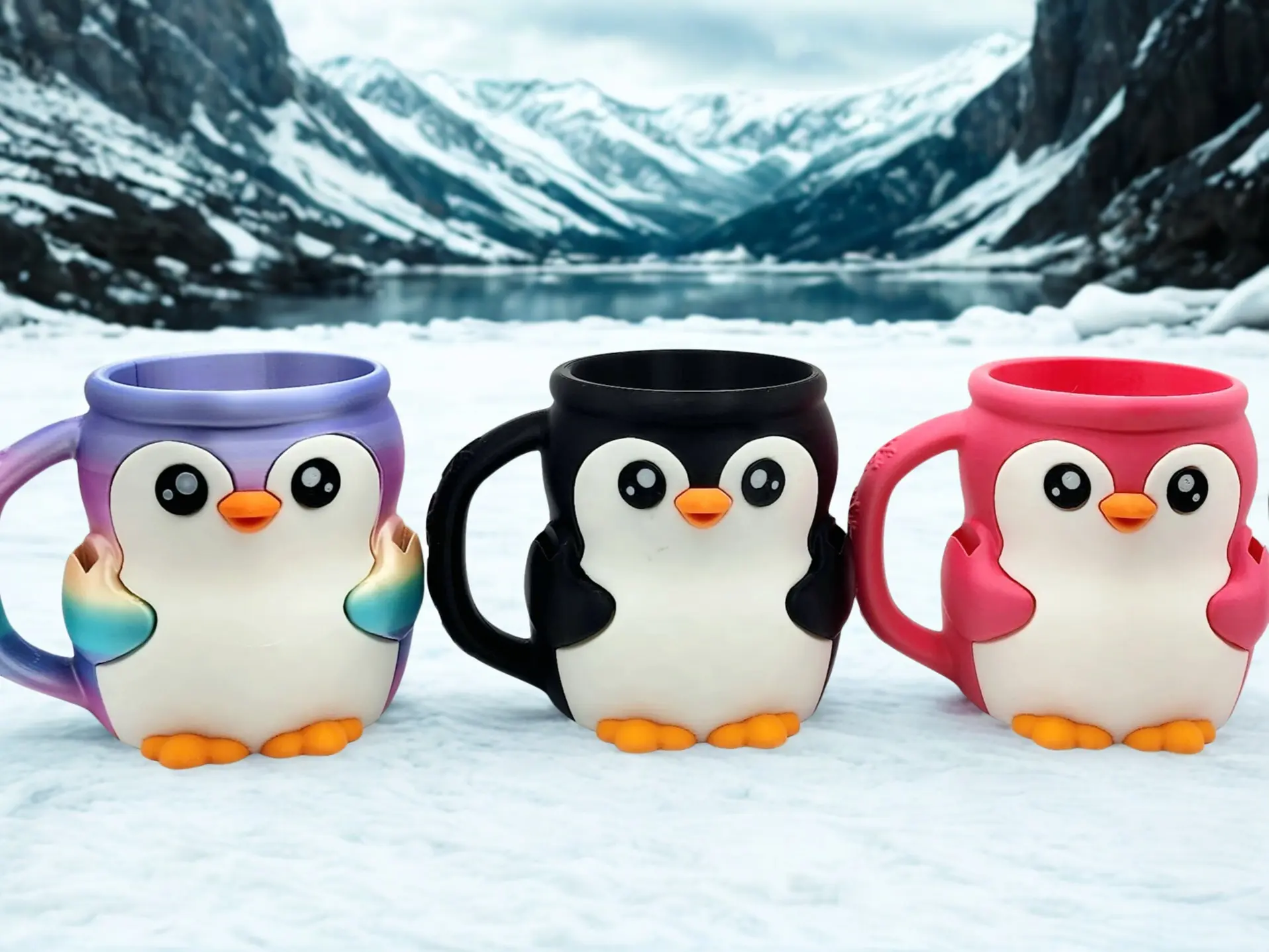 Penguin Ice Cream Pint Buddy Caddy with Secret Drawer Fun 3D Printed Design for Kids Snack Time 5 Inches Tall