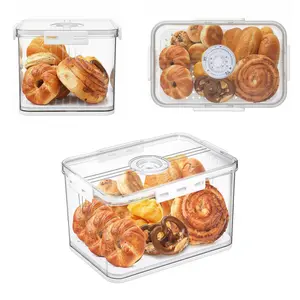 Bread Box for Homemade Bread Boxes for Kitchen Counter Airtight, Time Recording Bread Storage Container with Lid, Bread Containers Storage Airtight Loaf Bread Keeper, Large,White, Thanksgiving Tableware Value Pack Valentine's Day gift Christmas Gift