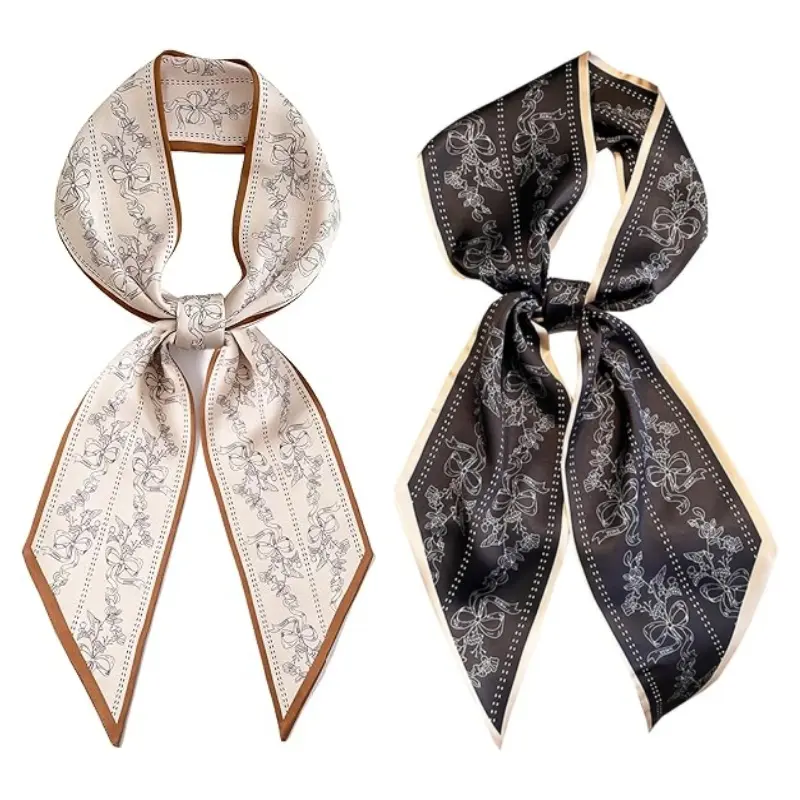 2PCS Purse Scarf For Handbags Head Scarves For Women's Hair Bags Scarfs Long Skinny Scarves Fashion Silky