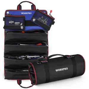 #Summervibes WORKPRO Roll Up Tool Bag, Tool Roll Up Bag with Detachable Tool Pouches, Heavy Duty Tool Bag Organizer with 6 Pockets, Tool Organizer for Mechanic, Electrician, Plumber and Carpenter