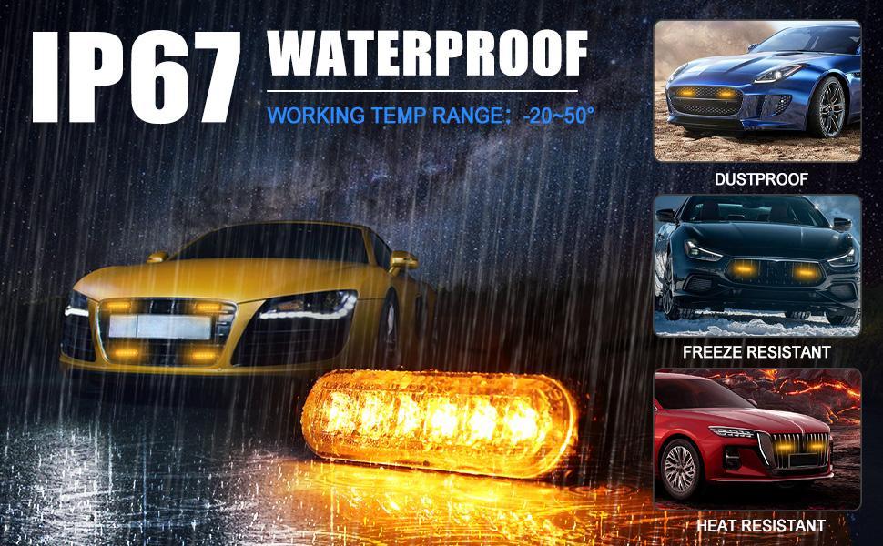 DIBMS LED Strobe Warning Lights - Amber Yellow Emergency Flashing Light for Car Truck Van Off Road Vehicle ATV SUV amber car lights DIBMS LED Strobe Warning Lights - Amber Yellow Emergency Flashing Light for Car Truck Van Off Road Vehicle ATV SUV amber car lights
